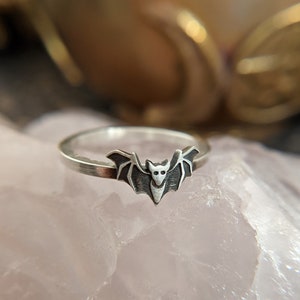 Sterling Silver Bat Ring: Spooky Halloween Goth Jewelry