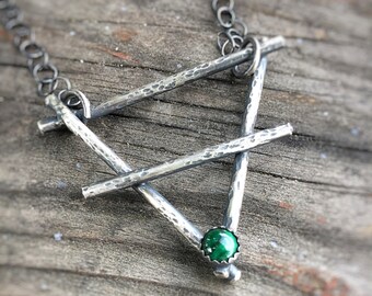 Earth Element Necklace with Malachite, Pagan Wiccan Jewelry, Gift for Taurus, Gift for Virgo, Gift for Capricorn, Zodiac Sign Elements