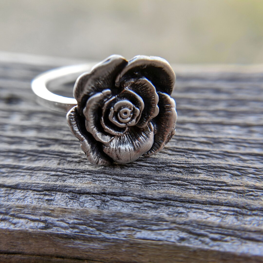 Sterling Silver Rose Ring: Floral Blossom Jewelry - Etsy