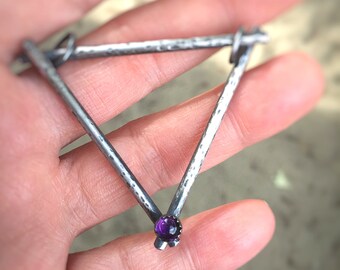 Water Element Necklace with Amethyst, Pagan Wiccan Jewelry, Gift for Cancer, Gift for Scorpio, Gift for Pisces, Zodiac Sign Elements