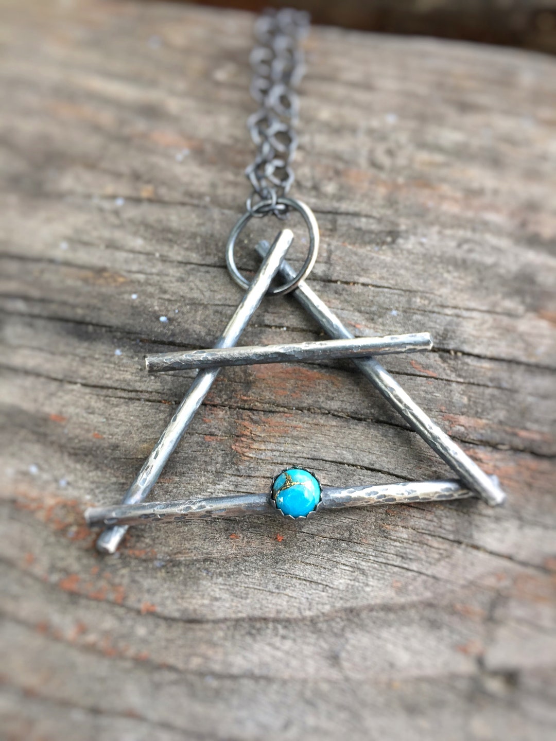 Air Element Necklace With Turquoise, Pagan Wiccan Jewelry, Gift for Gemini, Gift for Libra, Gift