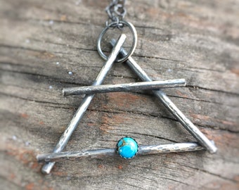 Air Element Necklace with Turquoise, Pagan Wiccan Jewelry, Gift for Gemini, Gift for Libra, Gift for Aquarius, zodiac sign elements