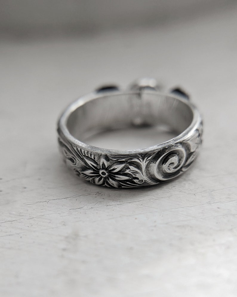 Moon phase Ring, Triple Goddess Ring, Goddess Jewelry, Wicca Ring, Wicca Jewelry, Lunar Phases, Crescent Moon Ring, Full Moon, Boho Ring image 4