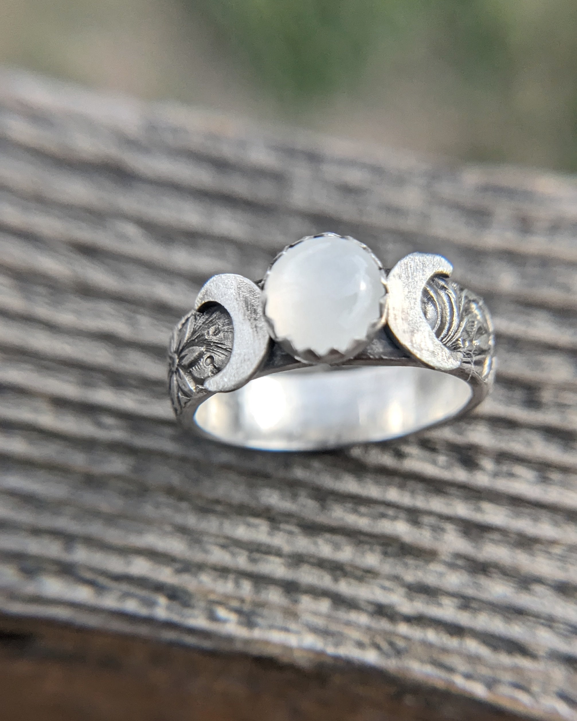 Sterling Silver Triple Moon Goddess Ring: Moonstone Jewelry - Etsy