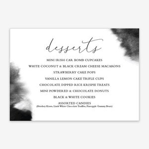 Schwarze Aquarell Goldfolie Modernes Dinner Party Menü / personalisierte digitale Datei