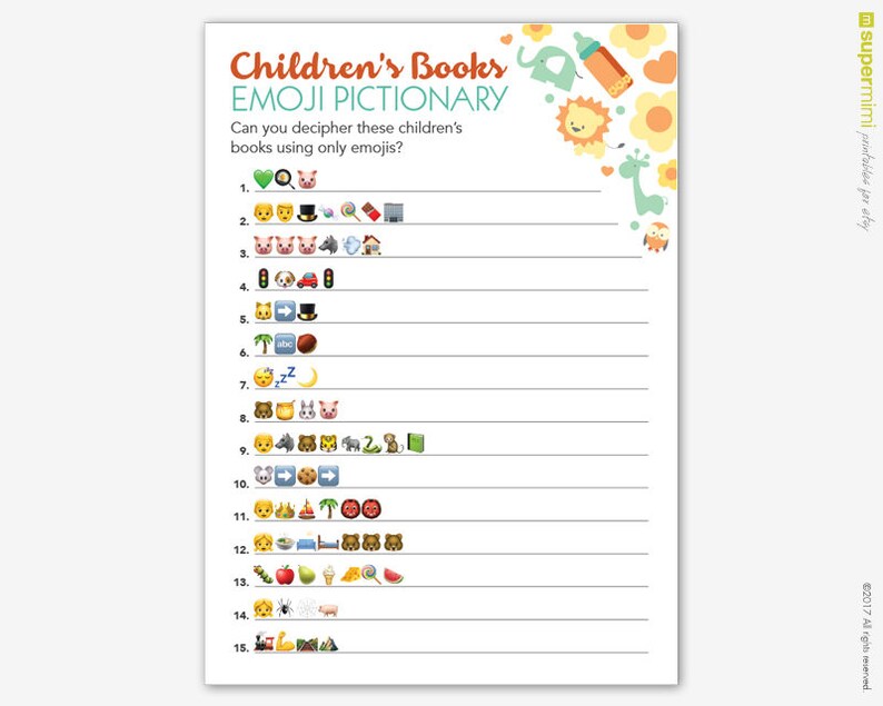 Emoji Pictionary Baby Shower Game Instant Digital Download Etsy Emoji Pictionary Baby Shower Game Instant Digital Download Etsy