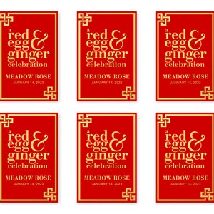 Una bomboniera Red Egg Ginger Celebration Tags / File digitale personalizzato