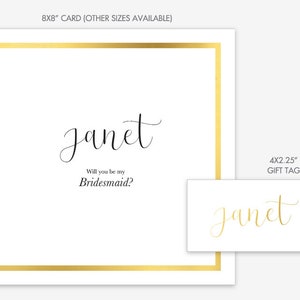 ¿Serás mi dama de honor tarjeta de regalo y conjunto de etiquetas / personalizado imprimible descargar