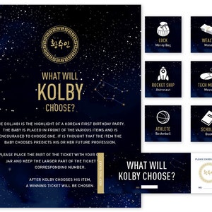 Was wird Baby wählen? Weltraum Galaxy Konstellation Sterne koreanischen Dol ersten Geburtstag Set / personalisierte digitale Datei