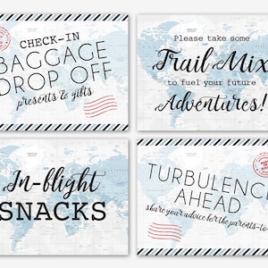 Set di 4 cartelli per feste Baby Shower a tema viaggio / Download digitale istantaneo