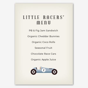 Vintage Retro Formel 1 Rennfahrer Geburtstag 5 x 7" Party Menü Zeichen / personalisierte digitale Datei