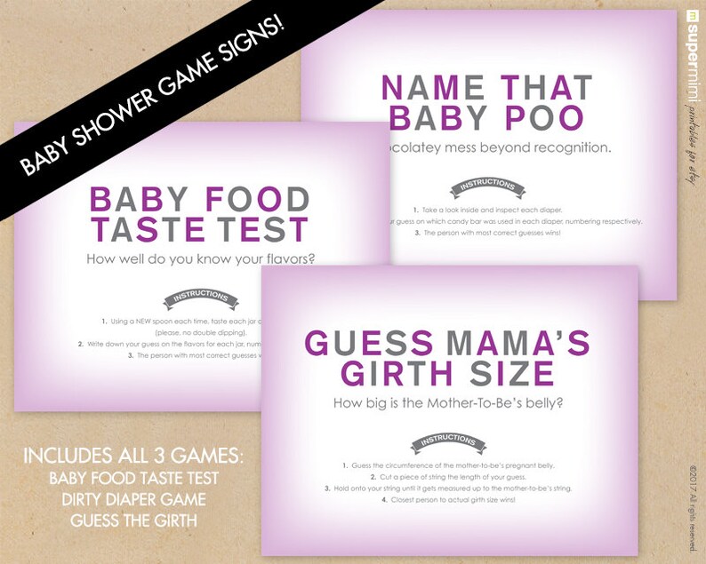 Baby Shower Diaper Girth And Baby Food Game Signs Etsy Baby Shower Diaper Girth And Baby Food Game Signs Etsy