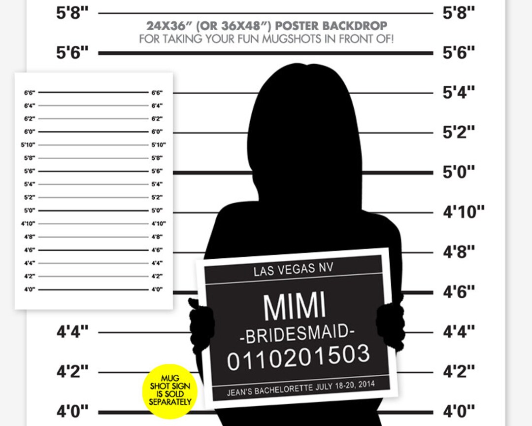 Police Mug Shot Height Measurement Background Poster 24x36" or 36x48 ...