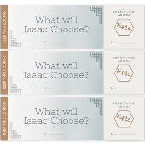 Was wird Baby wählen? Blau grau Ombre Gold koreanischen Dol ersten Geburtstag Tombola Tickets / personalisierte digitale Datei
