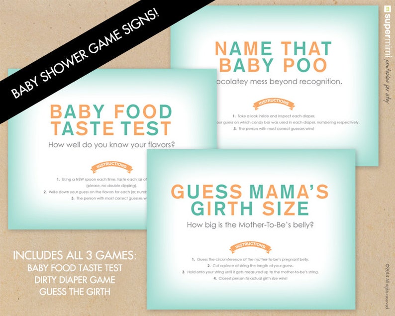 Baby Shower Diaper Girth And Baby Food Game Signs With Labels Etsy Baby Shower Diaper Girth And Baby Food Game Signs With Labels Etsy