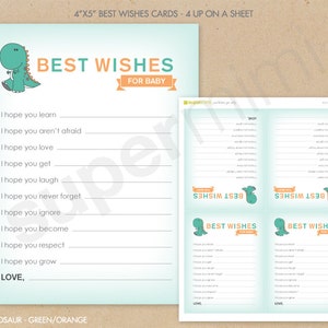 Lindo bebé dinosaurios mejores deseos tarjeta / descarga digital instantánea