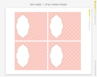 Pink and Gold DIY Editable Place Tent Cards / Instant Digital Download