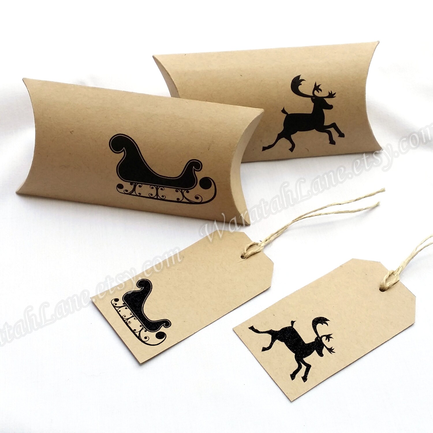Printable Pillow Box Christmas Pillowbox Reindeer Sleigh Gift - Etsy