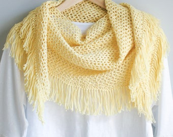 Easy Crochet Pattern ~ Festival Fringe Scarf ~ Boho Clothing ~ Crochet shawl Pattern ~ Sport yarn
