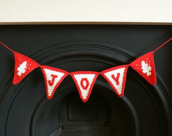 Joy Holiday Banner ~ Holiday Decor ~ Festive Decoration ~ Scandi Christmas Decor ~ Crochet Pattern