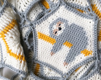 Sloth Afghan Crochet Pattern ~ Sloth Crochet Blanket Pattern ~ Modern Afghan Blanket ~ Crochet Sloth Pattern.