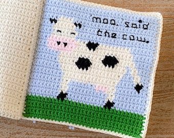 Crochet Quiet Book Pattern | Noisy Farm Animal Book | Busy Baby Sensory Toy PDF | Toddler