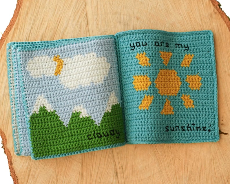 Crochet Quiet Book Pattern Crochet Pattern Montessori toy Crochet Baby Book Weather Quiet Book image 7