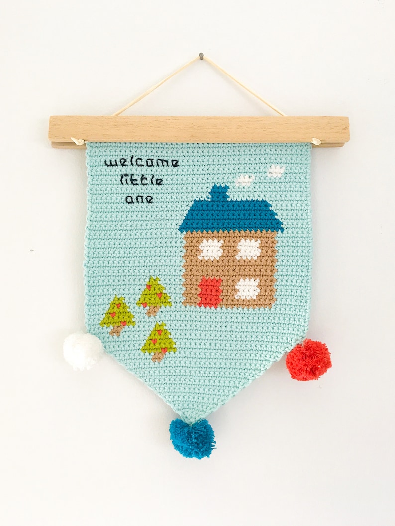 Crochet Wall Hanging Pattern Nursery wall hanging crochet pattern Nursery decor New baby gift Crochet nursery decoration image 3