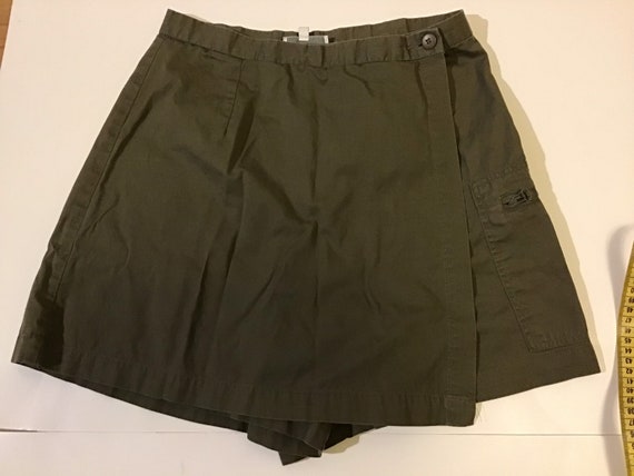 90s army olive green mini skort skirt with shorts… - image 4