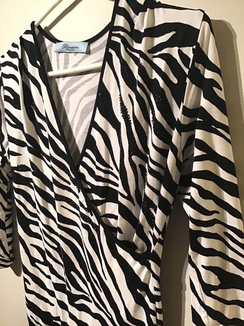 Vintage Blumarine Zebra Print Black and White Dress Etsy