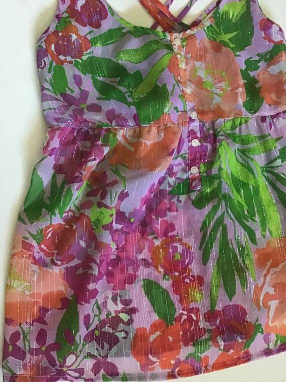 Sale !Vintage 70s style tank sheer with bright pi… - image 8