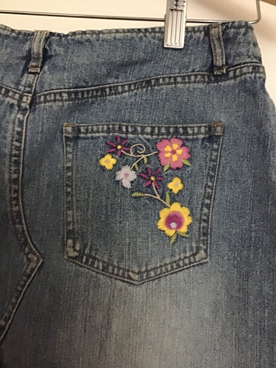 Y2k Lizzie mcquire brand Floral embroidered denim j… - Gem