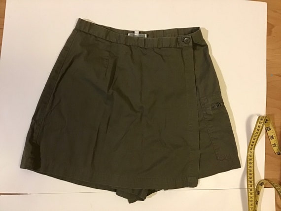 90s army olive green mini skort skirt with shorts… - image 7