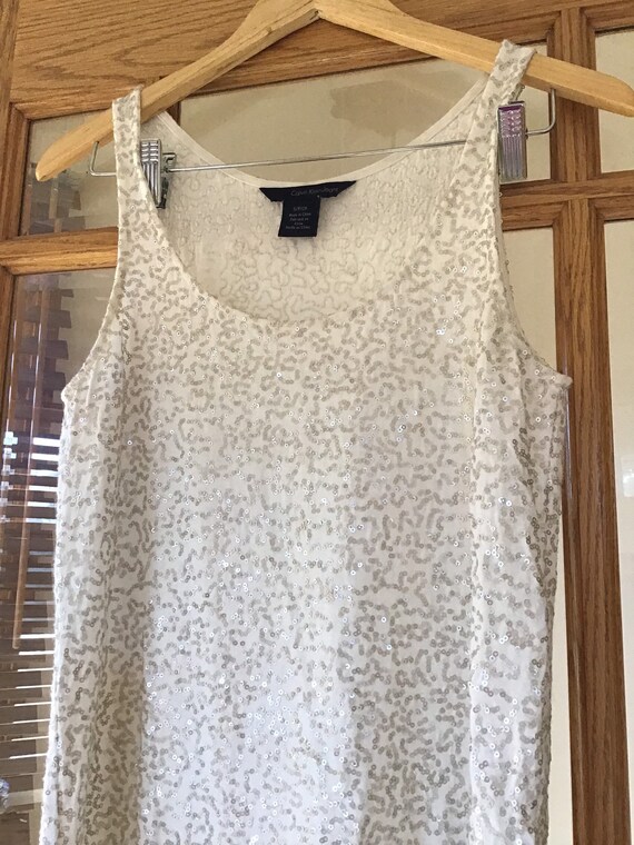 white sequin tank top