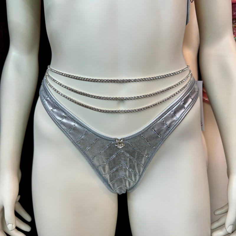 Silver Thong Bikini