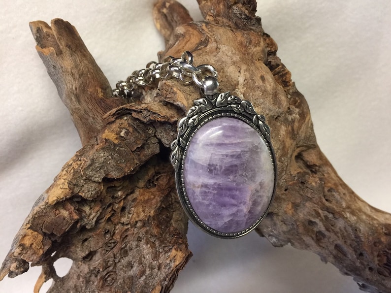 Handmade Banded Amethyst Pendant Necklace