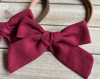 baby headband fabric baby bow November Bow Set- cranberry floral brown velvet teal gingham discount bows