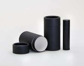 Eco Friendly 40 ML - 25 PACK Deodorant Tube  - Black Cardboard 100% Biodegradable Cosmetic Push Up Tubes  -