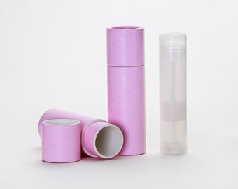 Eco Friendly 1/3 OZ Pink Lip Balm Tubes - Pink Cardboard 100% Biodegradable Cosmetic Push Up Tubes - 300 PACK