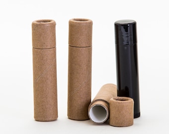 Eco Friendly 5 ML - 100 PACK - Lip Balm Tube - Kraft Cardboard 100% Biodegradable Cosmetic Push Up Tubes  - USA