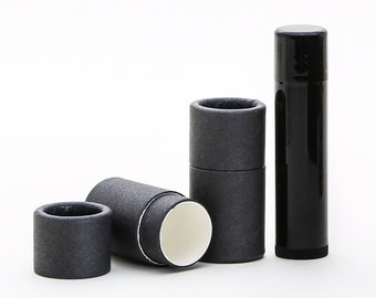 Eco Friendly 1/4 OZ  - 12 PACK - Lip Balm Tube - Raw Black Cardboard 100% Biodegradable Cosmetic Push Up Tubes  - USA