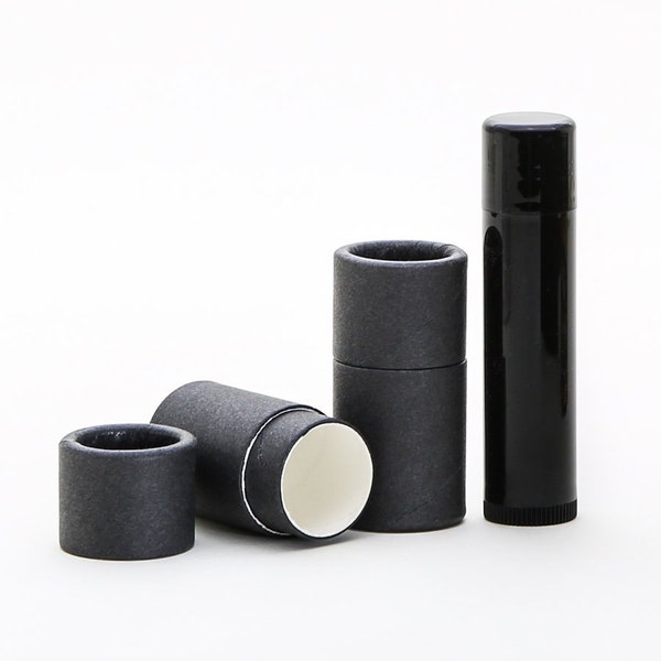 Eco Friendly 1/4  OZ  - 25 PACK - Lip Balm Tube - Raw Black  Cardboard 100% Biodegradable Cosmetic Push Up Tubes  - USA