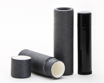 Eco Friendly 1/3 OZ  - 12 PACK - Lip Balm Tube - Raw Black Cardboard 100% Biodegradable Cosmetic Push Up Tubes  - USA