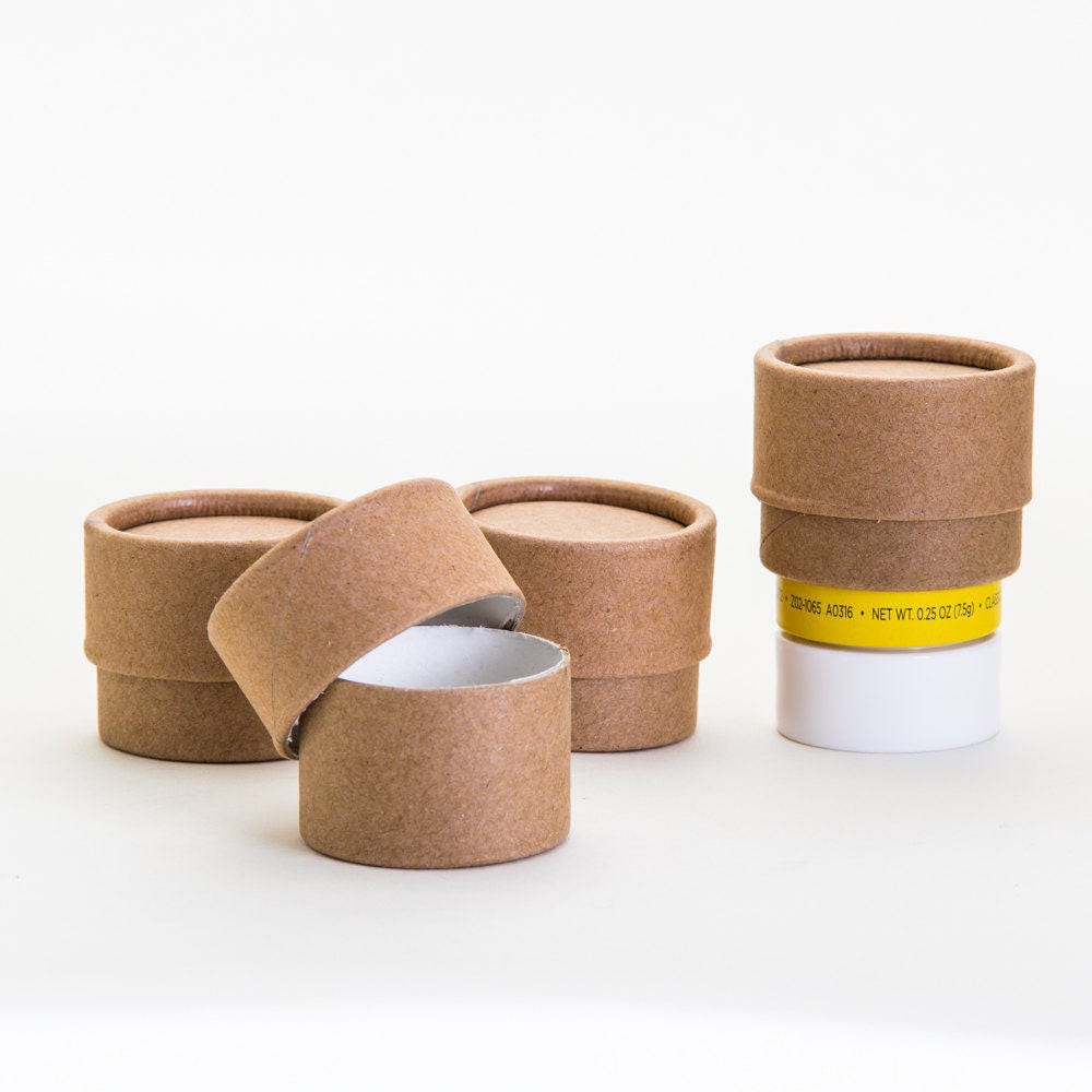 Eco Friendly 3/4 Oz - 50 Pack Lip Balm Jar Kraft Cardboard 100% Biodegradable Cosmetic