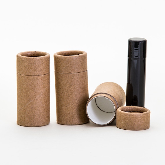 100 Eco Lip Balm Tubes .3oz 8.5g Black Paper Cardboard PushUp