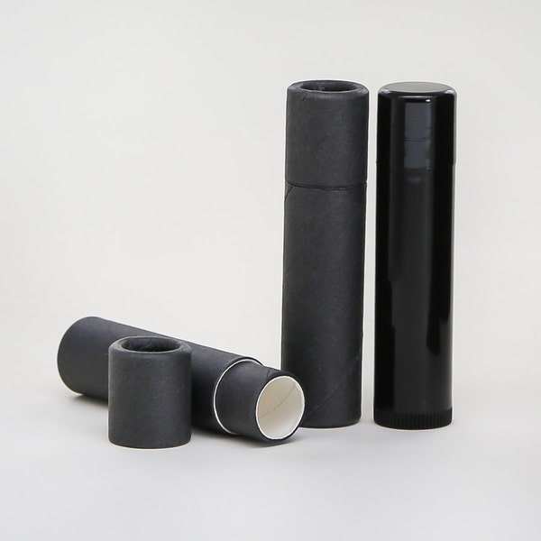 Eco Friendly 5 mL  - 50 PACK - Lip Balm Tube - BLACK Cardboard 100% Biodegradable Cosmetic Push Up Tubes  - USA