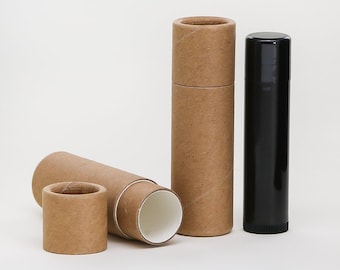 Eco Friendly 1/3 OZ Kraft Lip Balm Tubes - Kraft Cardboard 100% Biodegradable Cosmetic Push Up Tubes - 25 PACK