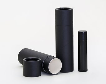 Eco Friendly 1.5 OZ  - 100 PACK - Lotion Bar / Salve Stick   -   Black Cardboard 100% Biodegradable Cosmetic Push Up Tubes