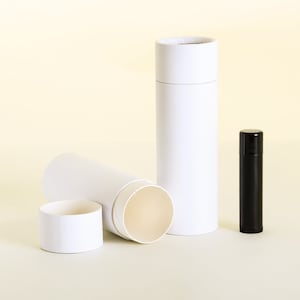 White 100 ML  -  Perfect for 1 OZ dropper bottles  -   White Cardboard 100% Biodegradable Cosmetic Push Up Tubes  - 12 PACK