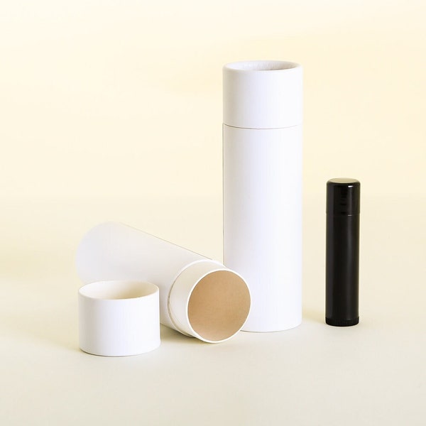 Eco Friendly 2.5 Ounce -  Deodorant  / Lotion Bar -  White Cardboard 100% Biodegradable Cosmetic Push Up Tubes  -  12 PACK